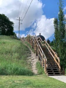 open ground with wooden stairs