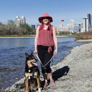 woman walking her dog